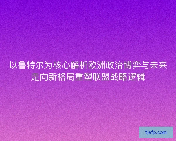 以鲁特尔为核心解析欧洲政治博弈与未来走向新格局重塑联盟战略逻辑