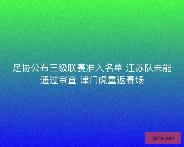 足协公布三级联赛准入名单 江苏队未能通过审查 津门虎重返赛场
